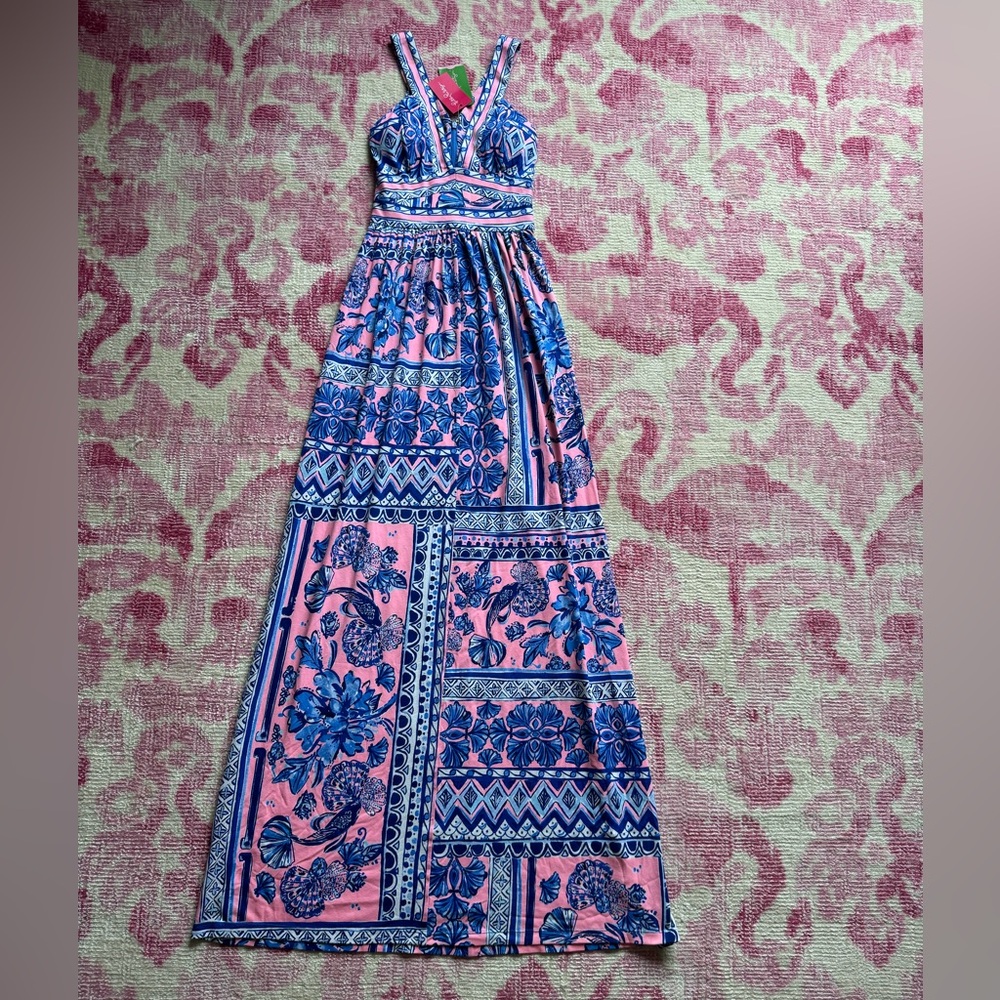 NWT Lilly Pulitzer Taryn Maxi Dress SZ XXS Melon Fig Ginger Jar - Picture 13 of 16